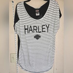 Harley Davidson XL Top Black and white horizontal stripes